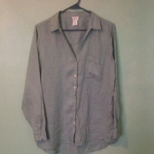 Sigrid Olsen Casual Gray Button Down Shirt